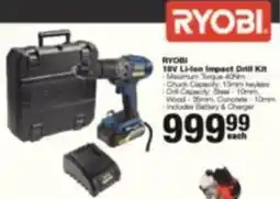 Build It Ryobi 18V Li-Ion Impact Drill Kit offer
