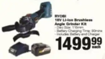 Build It Ryobi 18V Li-ion Brushless Angle Grinder Kit offer