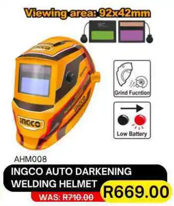 Ingco auto darkening welding helmet