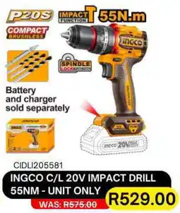 Legacy Industrial Supplies Ingco cordless 20v impact drill 55nm offer