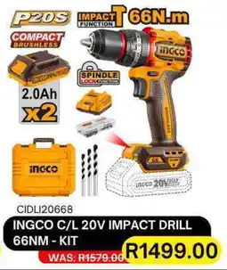 Legacy Industrial Supplies Ingco cordless 20v impact drill 66nm kit offer