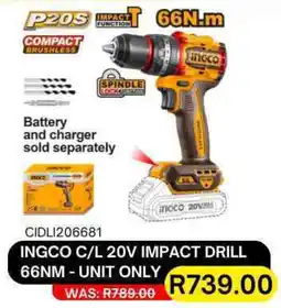 Legacy Industrial Supplies Ingco cordless 20v impact drill 66nm offer