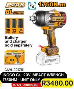 Legacy Industrial Supplies Ingco cordless 20v impact wrench offer