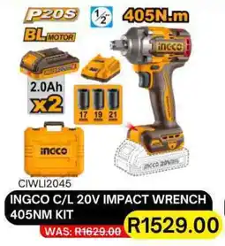 Legacy Industrial Supplies Ingco cordless 20v impact wrench 405nm kit offer