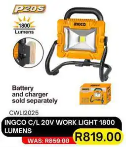 Legacy Industrial Supplies Ingco cordless 20v work light 1800 lumens offer