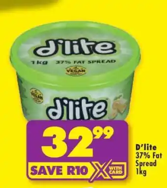 Shoprite D'LITE 37% FAT SPREAD 1kg offer