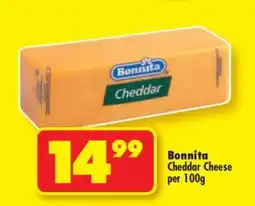 Shoprite Bonnita Cheddar Cheese per 100g offer