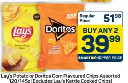 Pick n Pay Lay's Potato or Doritos Corn Flavoured Chips Assorted 120/145g offer