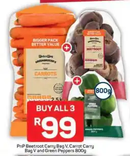 Pick n Pay Hypermarket PnP Beetroot Carry Bag V, Carrot Carry Bag V and Green Peppers 800g offer
