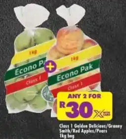Shoprite Class 1 Golden Delicious/ Granny Smith/ Red Apples/ Pears offer
