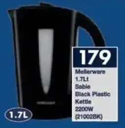 President Hyper Mellerware Sabie Black Plastic Kettle 2200W offer