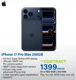 Incredible Connection iPhone 17 Pro Max 256GB offer