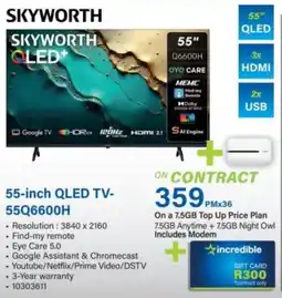 Incredible Connection Skyworth 55-inch QLED TV offer