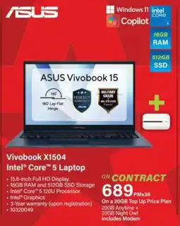 Incredible Connection Asus Vivobook X1504 Intel Core 5 Laptop offer