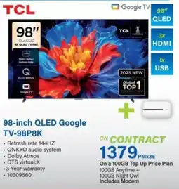 Incredible Connection TCL 98-inch QLED Google TV-98P8K offer