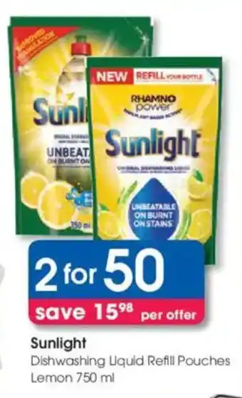 Clicks Sunlight Dishwashing Liquid Refill Pouches Lemon offer