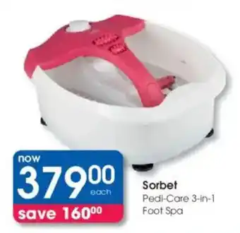 Clicks Sorbet Pedi-Care 3-in-1 Foot Spa offer