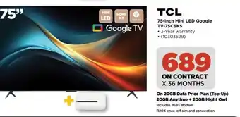 TCL 75-Inch Mini LED Google TV-75C6KS