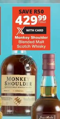 Checkers Monkey Shoulder Blended Malt Scotch Whisky offer