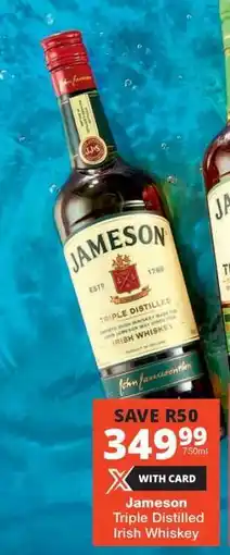 Checkers Jameson Triple Distilled Irish Whiskey offer