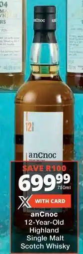 Checkers anCnoc 12-Year-Old Highland Single Malt Scotch Whisky offer
