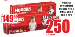 Boxer HUGGIES Dry Comfort Diapers 44's / 50's / 58's / 66's / 76's offer