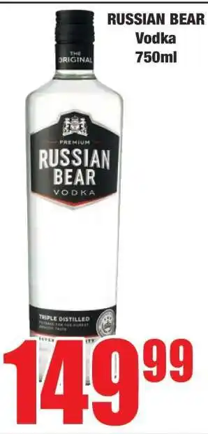 Boxer Russian Bear Vodka 750ml offer