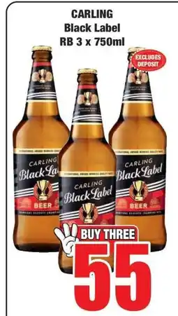 Boxer CARLING Black Label RB 3 x 750ml offer