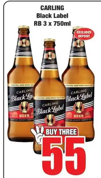 Boxer CARLING Black Label RB 3 x 750ml offer