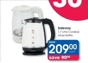 Clicks Safeway 1.7 Litre Cordless Glass Kettle offer