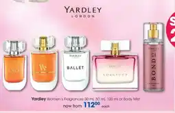 Clicks Yardley Women's Fragrances 30 ml, 50 ml, 100 ml or Body Mist offer