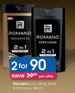 Clicks Romano 2-in-1 Body Wash & Shampoo 380 ml offer