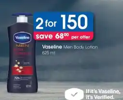 Clicks Vaseline Men Body Lotion 625 ml offer
