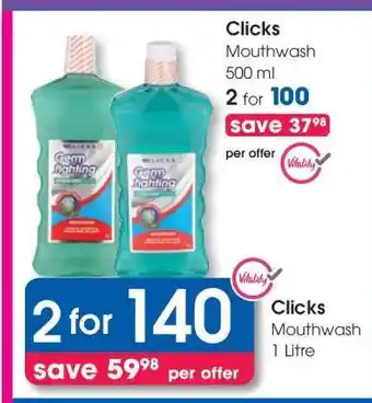 Clicks Clicks Mouthwash 500 ml offer