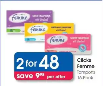 Clicks Clicks Femme Tampons 16-Pack offer