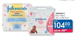 Clicks Johnson’s Baby Wipes 224- or 288-Pack offer
