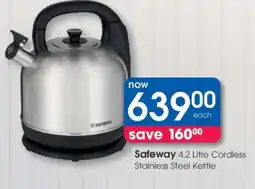 Clicks Safeway 4.2 Litre Cordless Stainless Steel Kettle offer