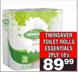 Advance Cash n Carry TWINSAVER TOILET ROLLS ESSENTIALS 2PLY 18's offer