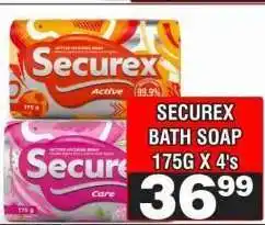 Advance Cash n Carry SECUREX BATH SOAP 175G X 4's offer