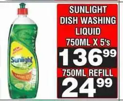 Advance Cash n Carry SUNLIGHT DISH WASHING LIQUID 750ML REFILL offer