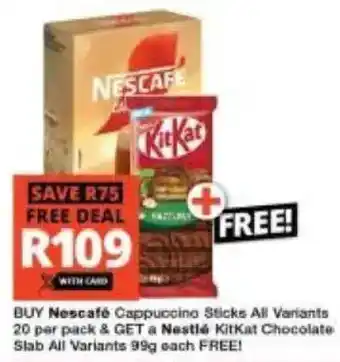 Checkers Nescafé Cappuccino Sticks All Variants offer