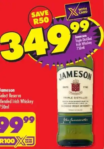 Shoprite Liquor Jameson Triple Distilled Irish Whiskey offer