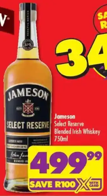 Shoprite Liquor Jameson Select Reserve Blended Irish Whiskey offer