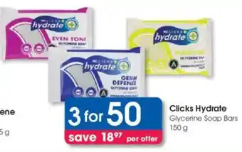 Clicks Clicks Hydrate Glycerine Soap Bars offer