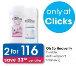 Clicks Oh So Heavenly Invisible Anti-Perspirant Sticks offer