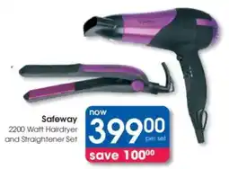 Clicks Safeway 2200 Watt Hairdryer and Straightener Set offer