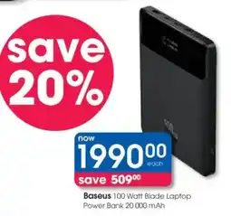 Clicks Baseus 100 Watt Blade Laptop Power Bank 20 000 mAh offer