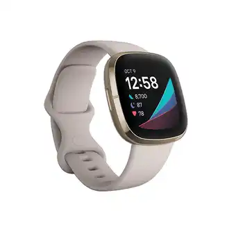 Incredible Connection Fitbit Sense Lunar White Soft Gold offer