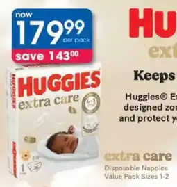 Clicks Huggies Extra Care Disposable Nappies Value Pack offer