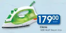 Clicks Clicks 1400 Watt Steam Iron offer